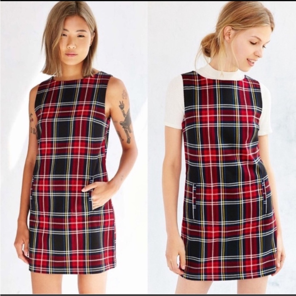 BB Dakota Harlow Size S Red and Black Tartan Dress